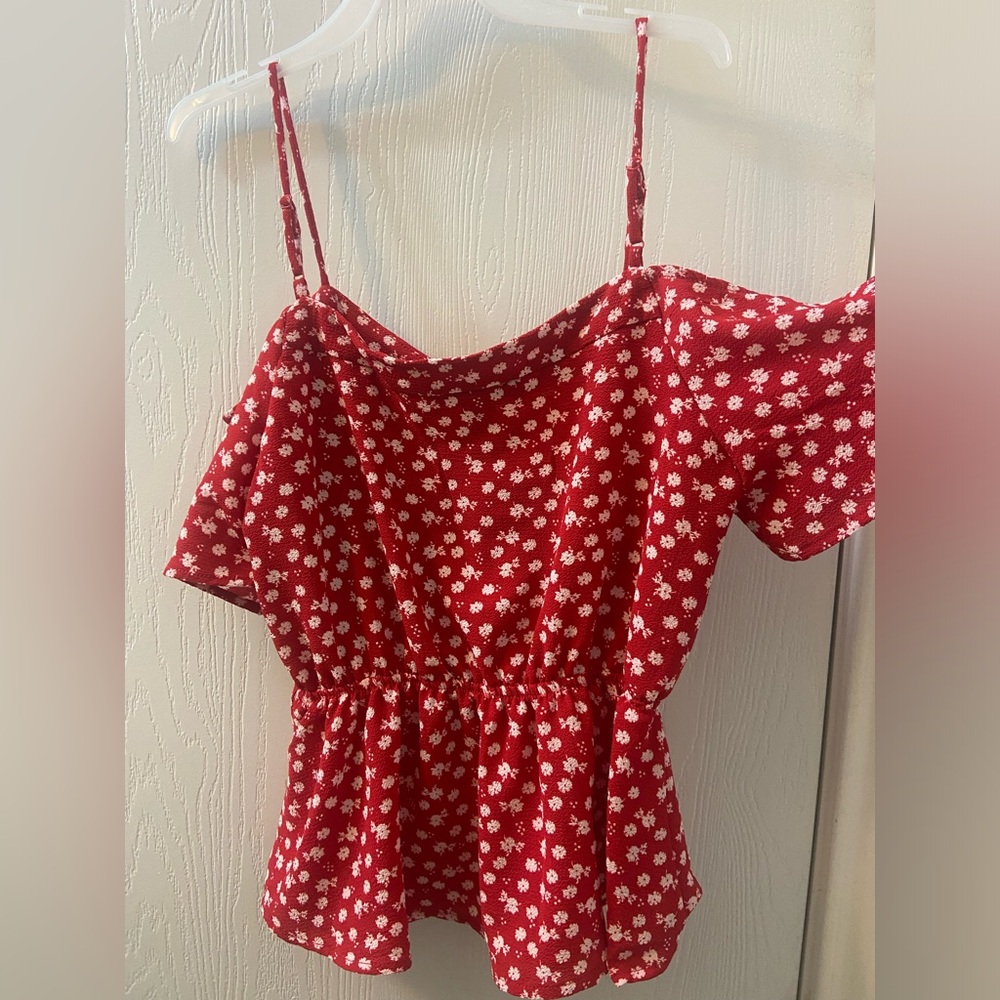 Red floral top brand new